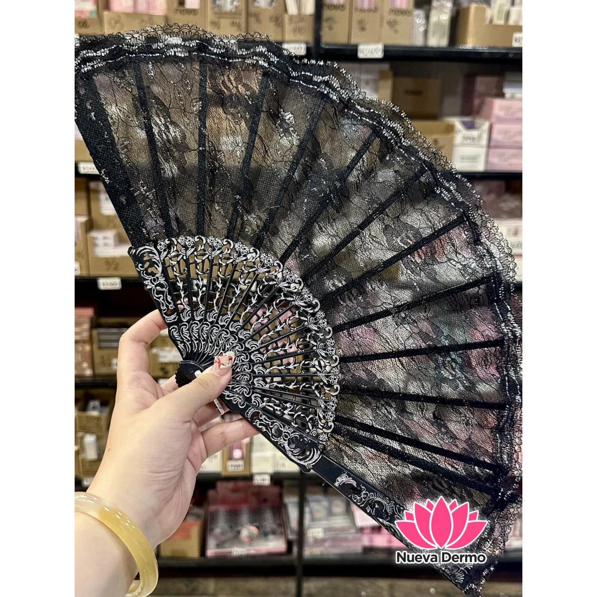 OFERTA docena abanicos de encaje negro #JUN-FS-1