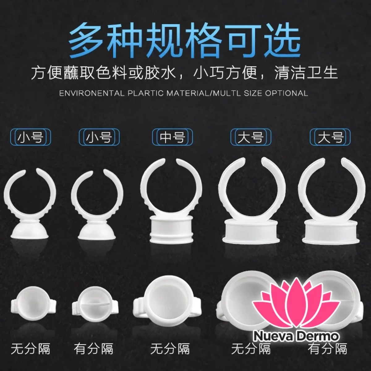 Pack 100U Anillos Surtidas Medidas Pestañas/ Micropigmentacion