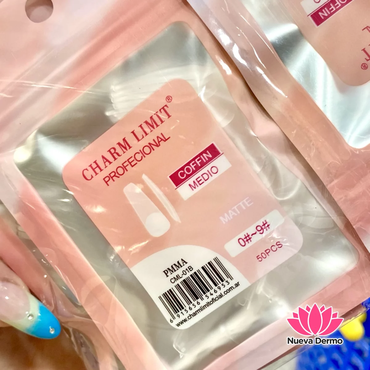 Pack x10 tips fraccionadas bolsitas de 50pc Charm limit coffin prelimadas