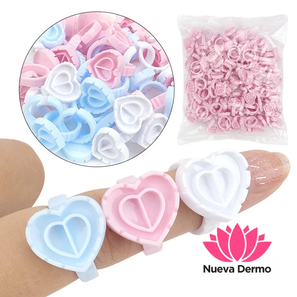 Pack X100U Anillo Corazon con Divisiones Pestañas