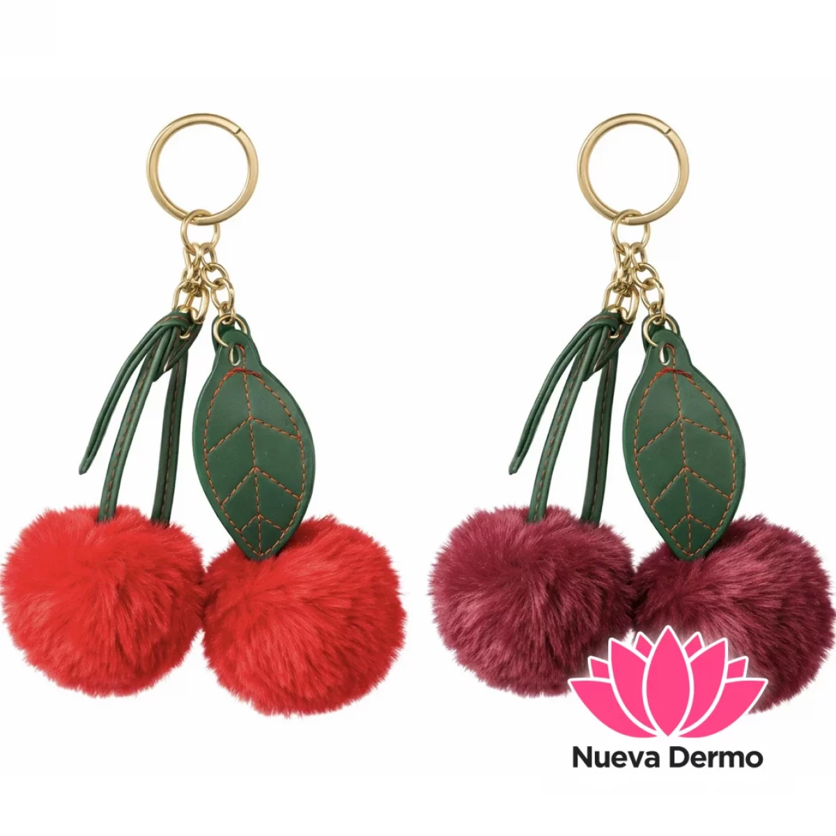 Pack x12 llaveros peluche de cerezas grandes surtidos colores