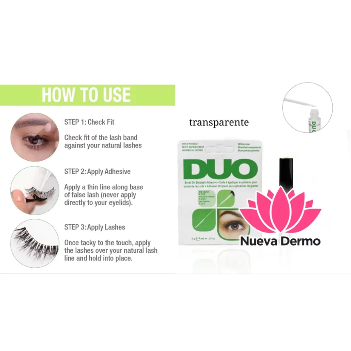 PAGAMENTO TRANSPARENTE PARA PESTAÑAS POSTIZAS MARCA DUO