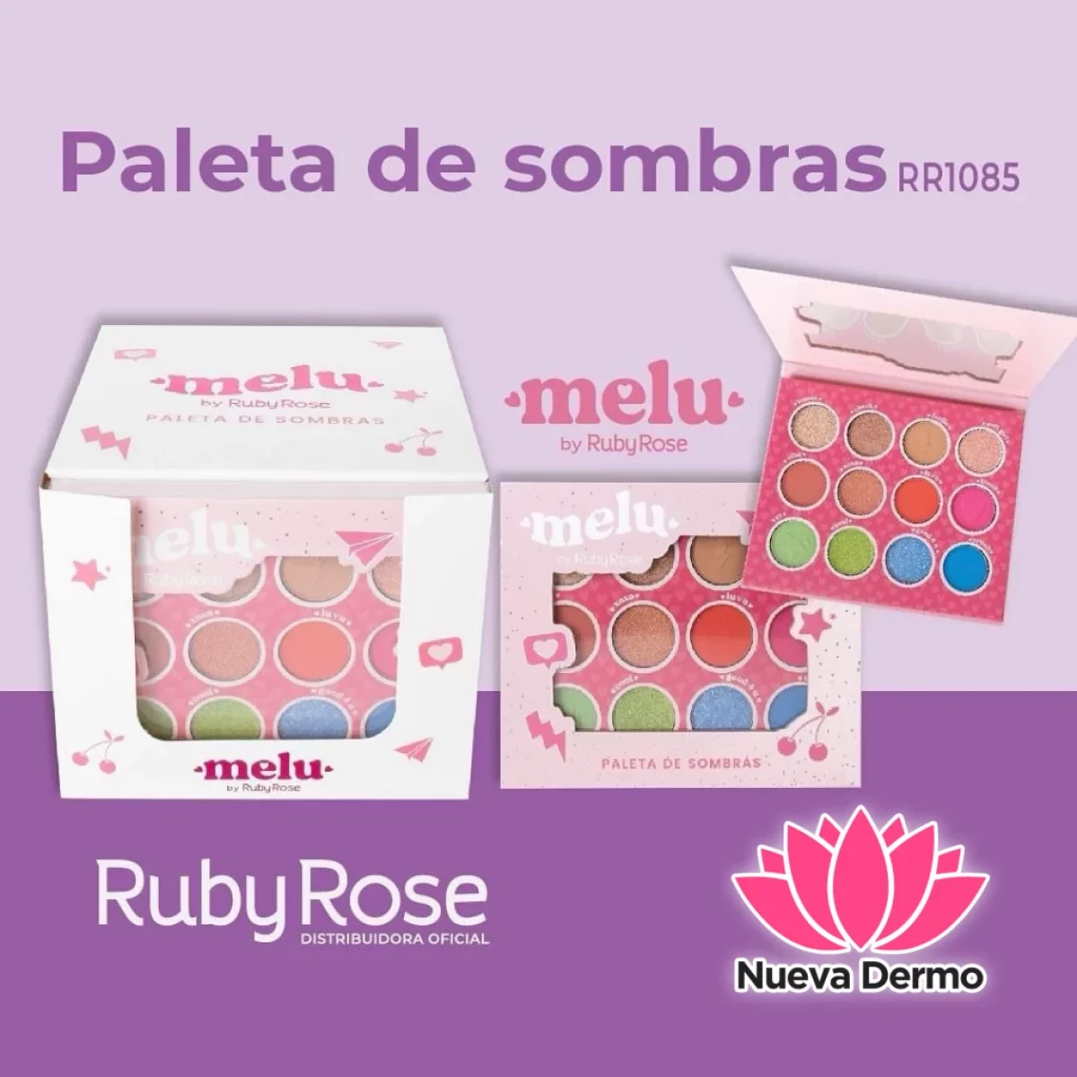 PALETA DE SOMBRA MATTE METALICAS MELU RUBY ROSE CD: HB-1085