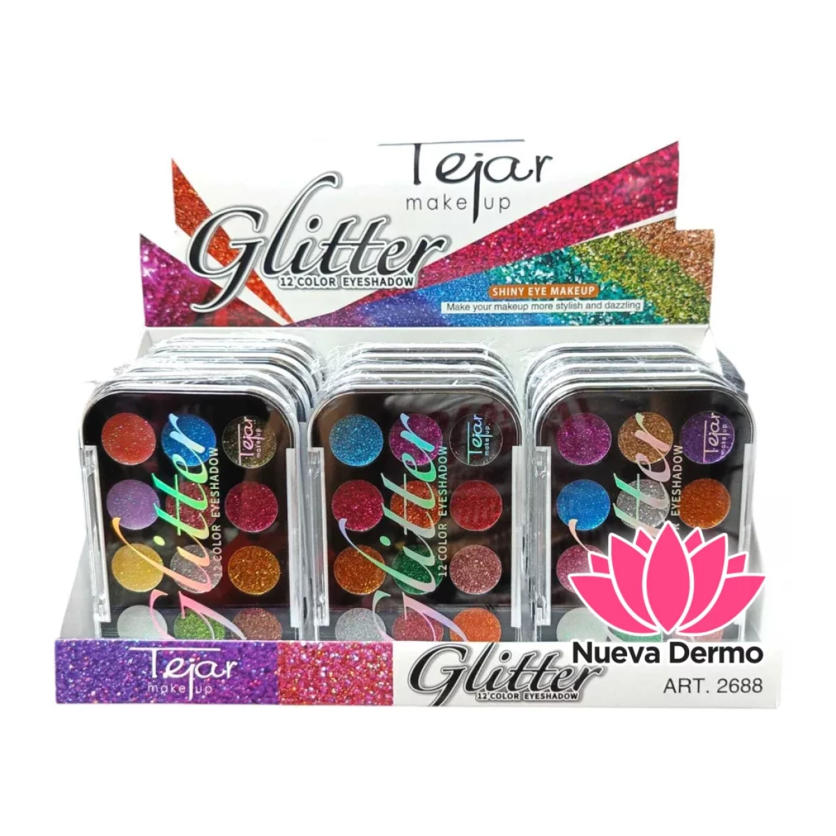 PALETA DE SOMBRAS CON GLITTER X12