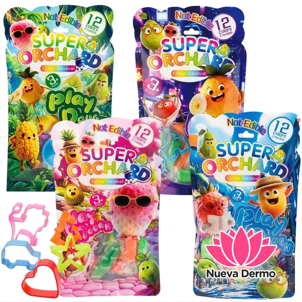 Paquete Con 12 Plastilinas De Colores Y 2 Moldes Cortantes