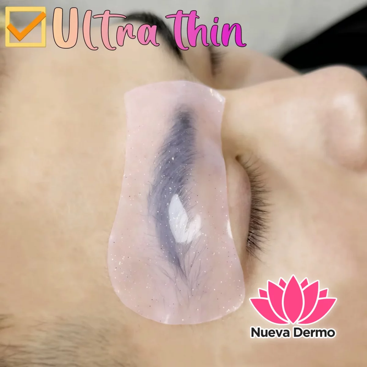 Parche Silicona Reutilizable para Cejas Rosa/ Transparente con Glitter #Jun-YT01