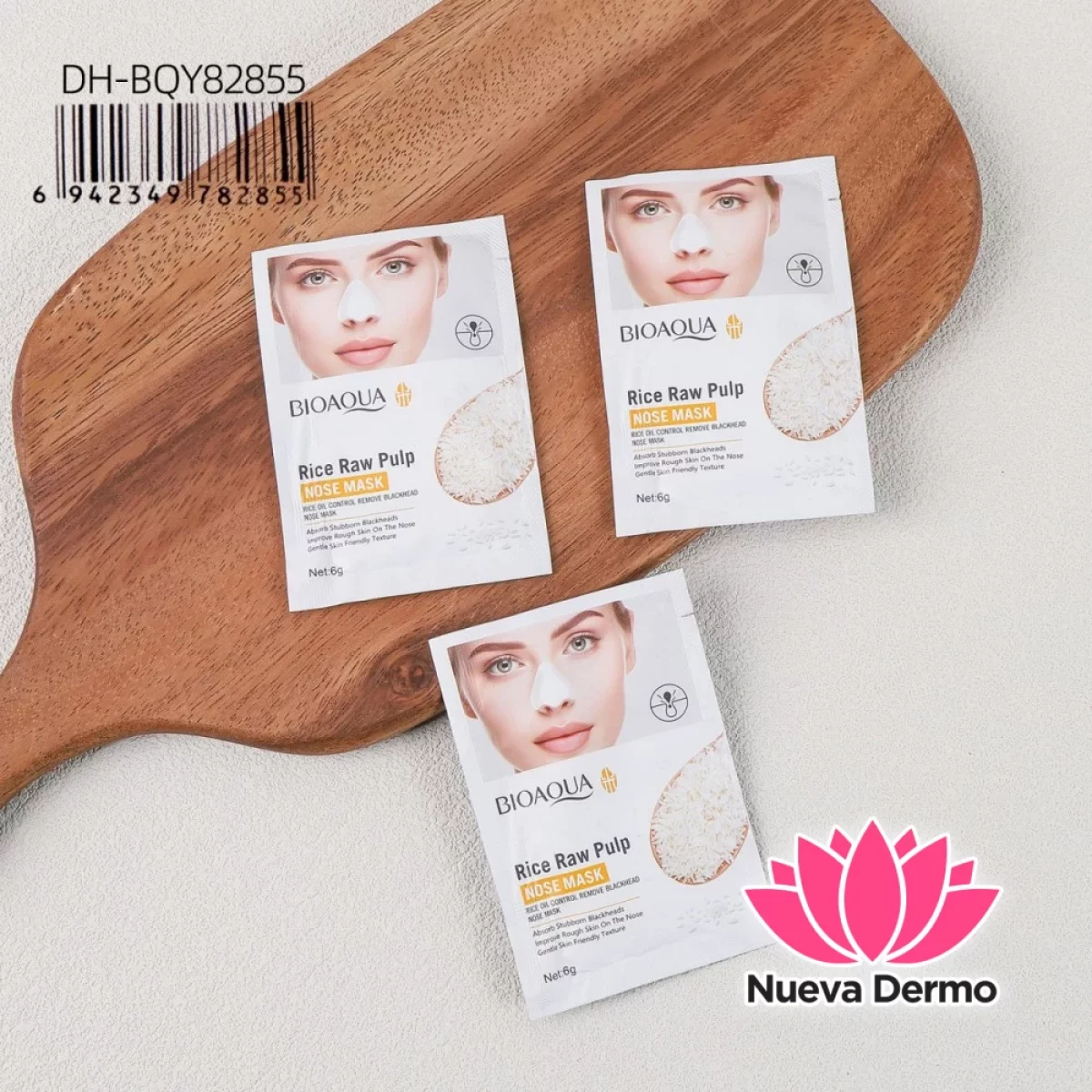 Parches para Nariz de Arroz Rice Raw Pulp Nose Mask Dh-BQY82855/782855 Bioaqua
