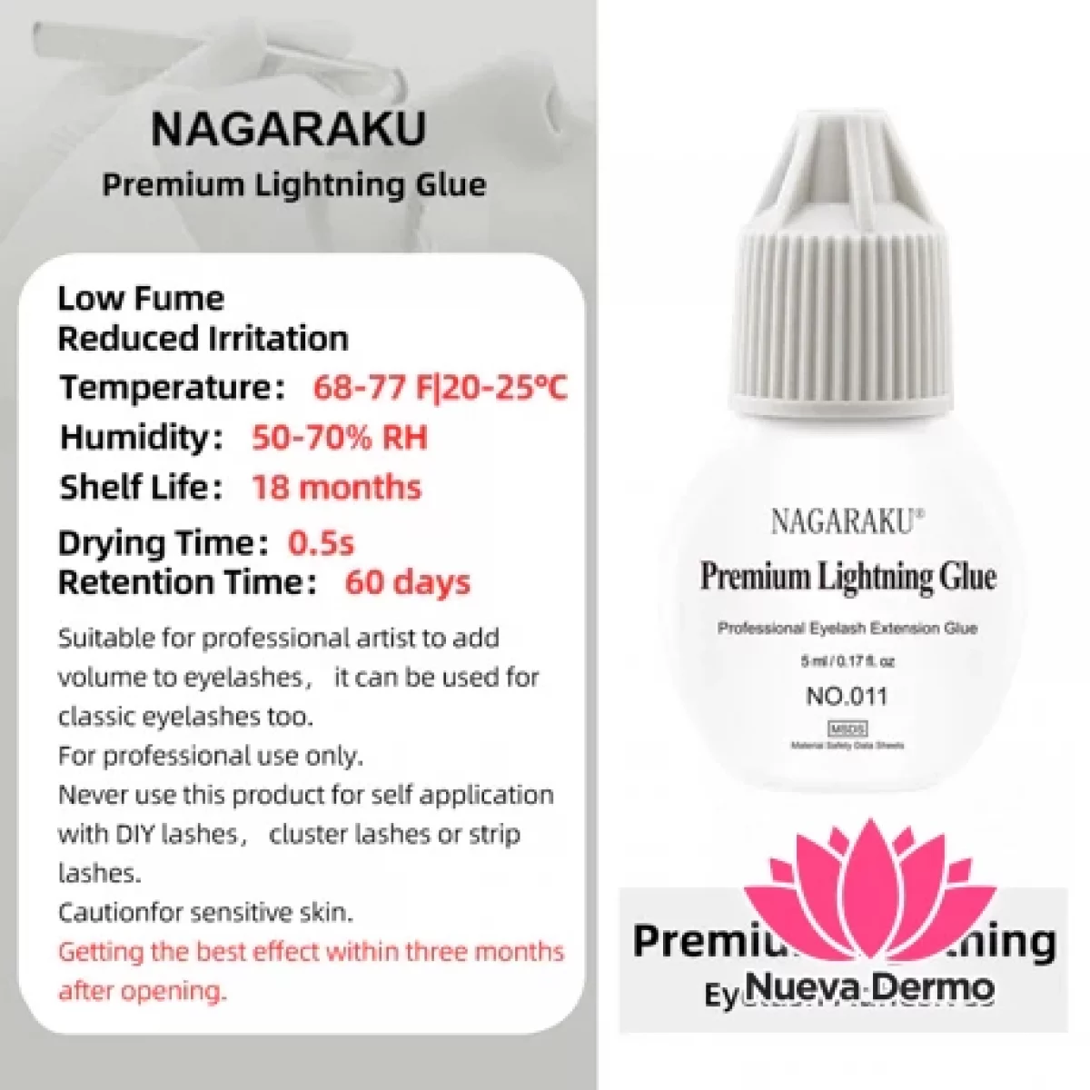 PEGAMENTO DE NAGARAKU PARA EXTENSIONES DE PESTAÑAS NO.011