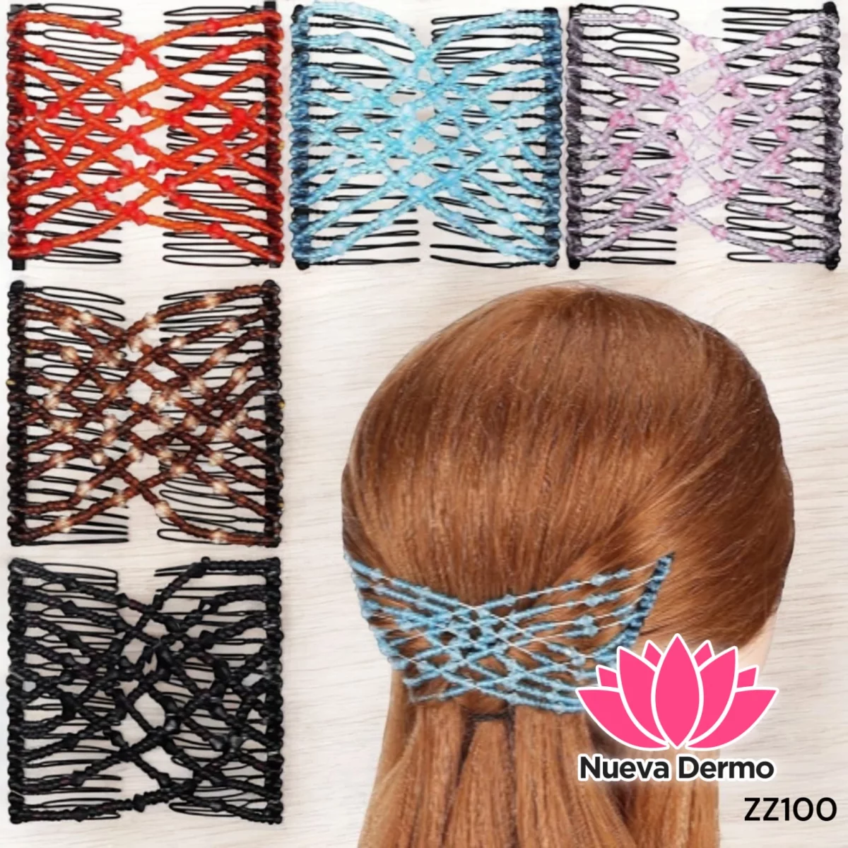 PEINETA ELASTICOS DE DOBLE PEINE PARA EL CABELLO ZZ100