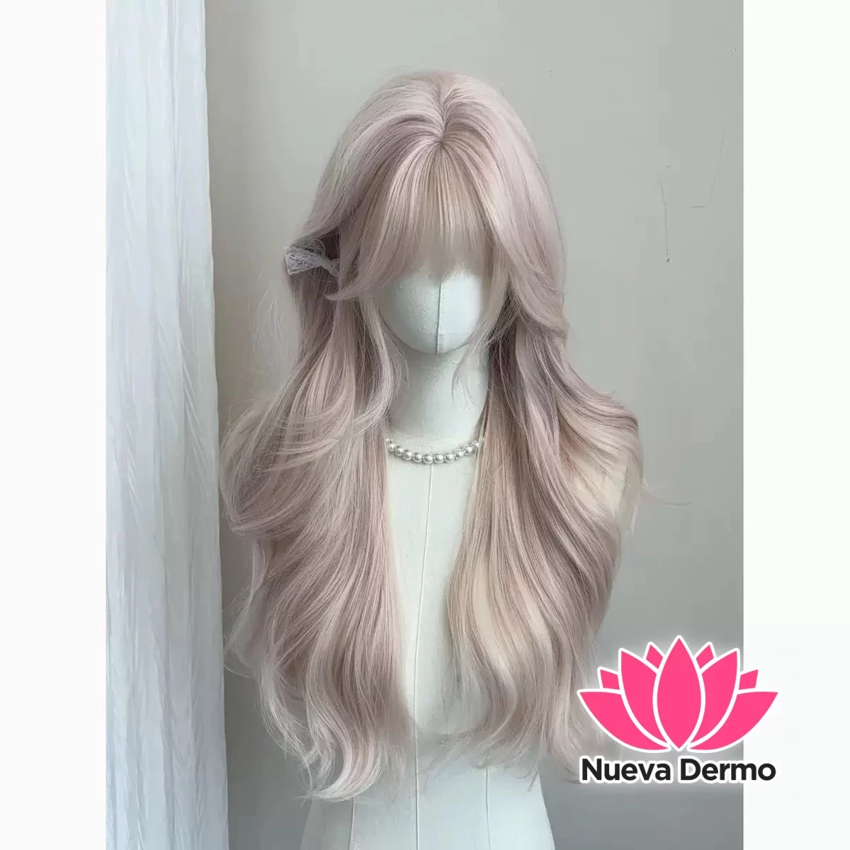 Peluca Rosita con flequillo larga + red para cabello #JUN-C24-007