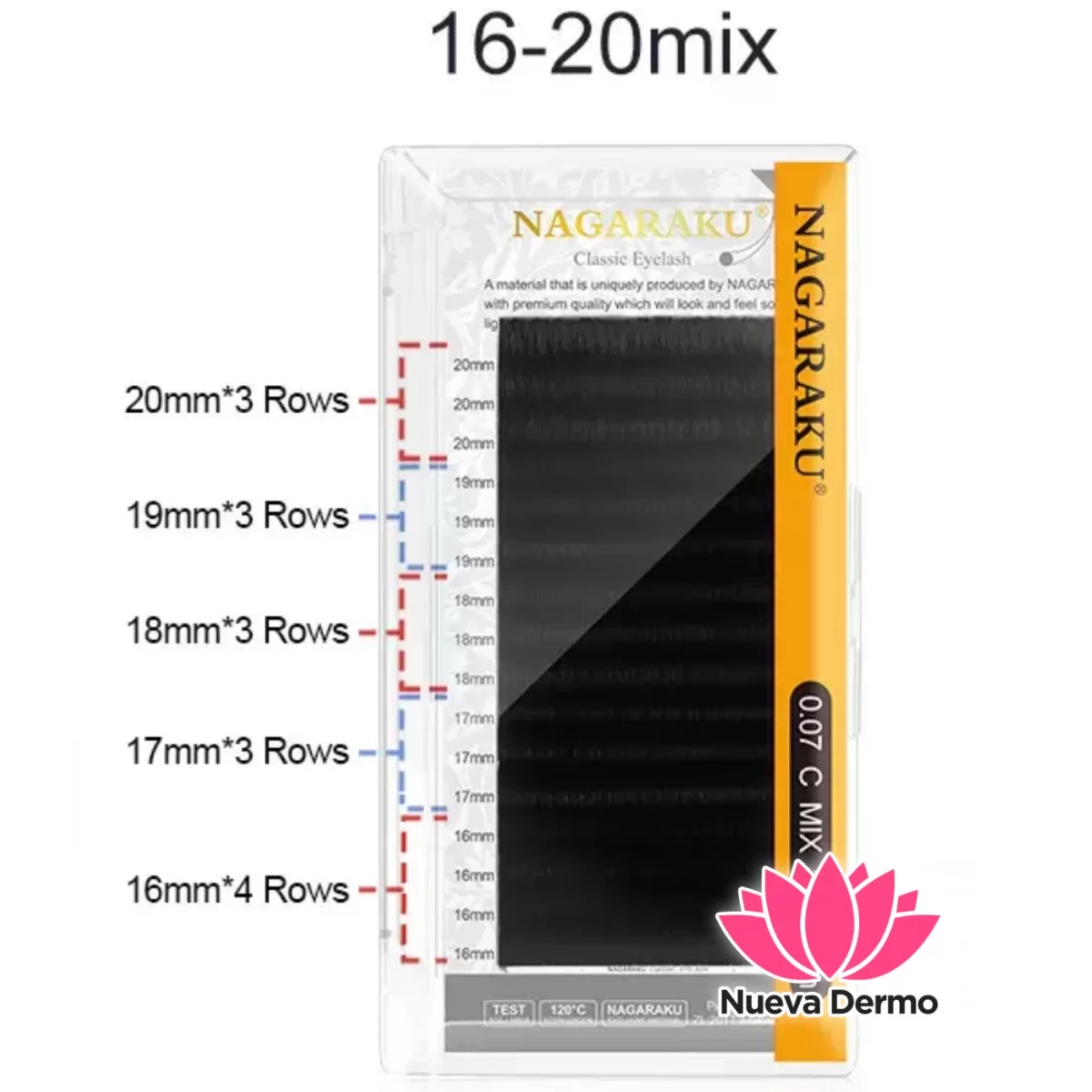 Pestañas Nagaraku 0.07D MIX (16-20MM) Vol. Americano