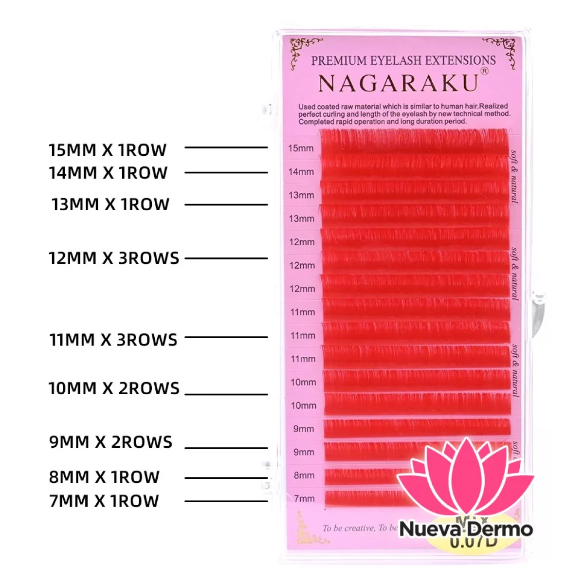 Pestañas Nagaraku 0.10D MIX Rosa