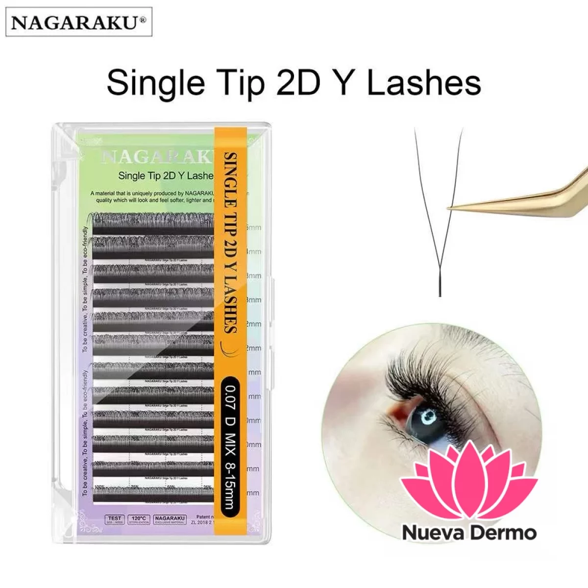 Pestañas Nagaraku simple Y 2D medidas unicas 15MM