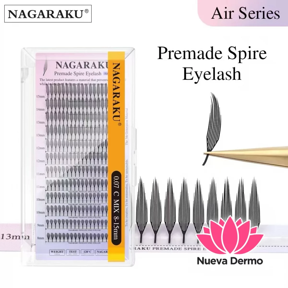 Pestañas Nagaraku Spire Eyelash 0.07D Mix Efecto Anime