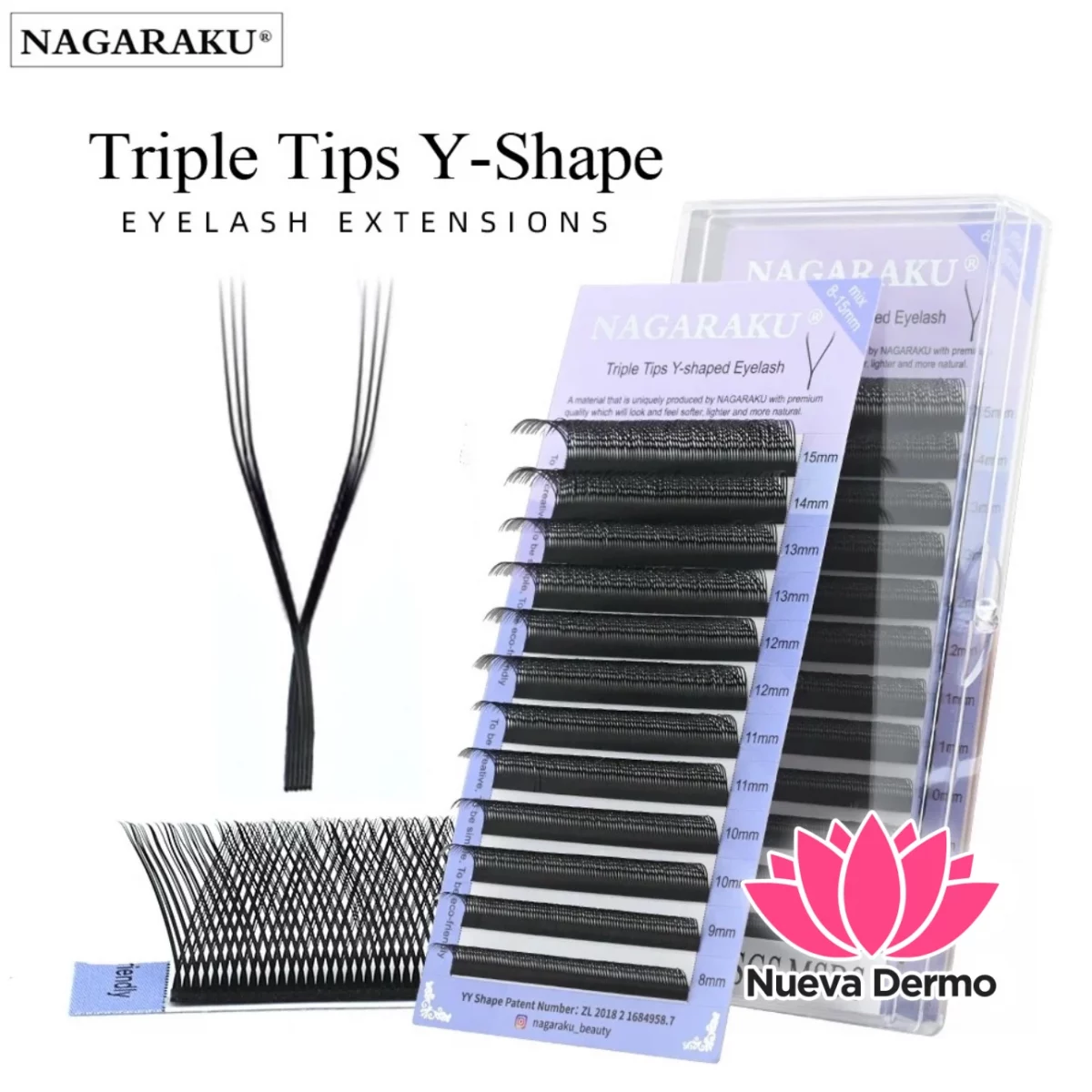 Pestañas Nagaraku triple YY 0.07D medidas unicas 8MM