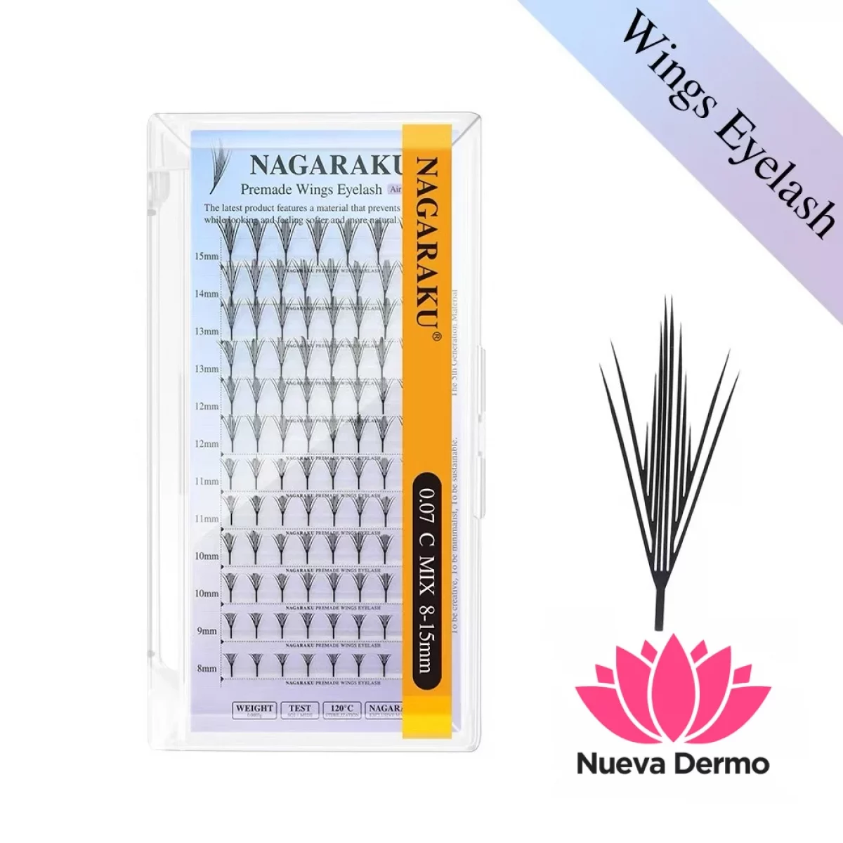 Nagaraku Wings Eyelash 0.07D Mix Efecto Anime