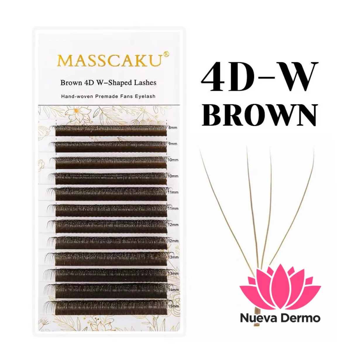 Pestañas Tecnológicas Color Marron 4D MIX(8-15MM) 0.07D Masscaku