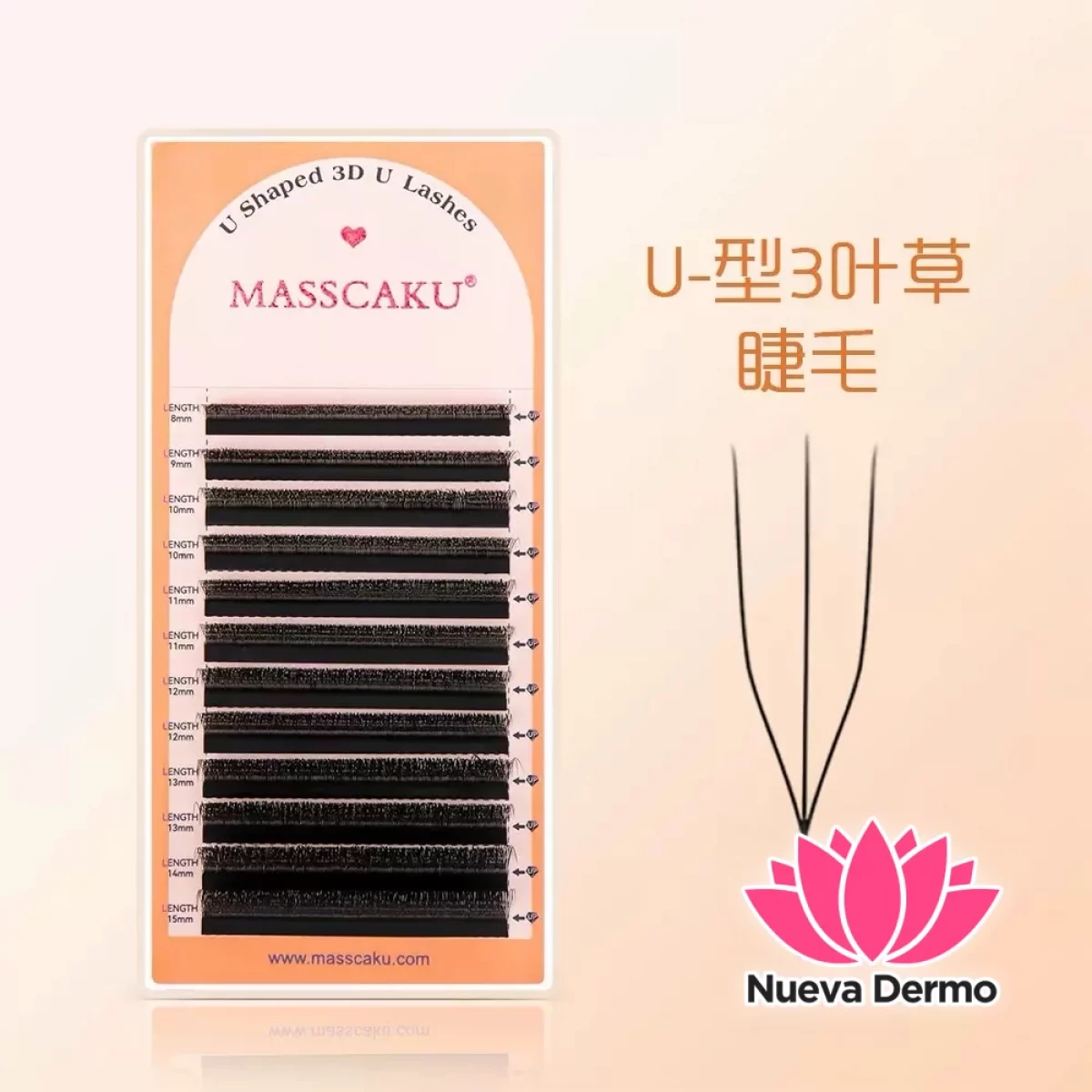 Masscaku Pestañas Tecnologicas 3D U Mix 8-15mm 0.07 D Efecto Aura