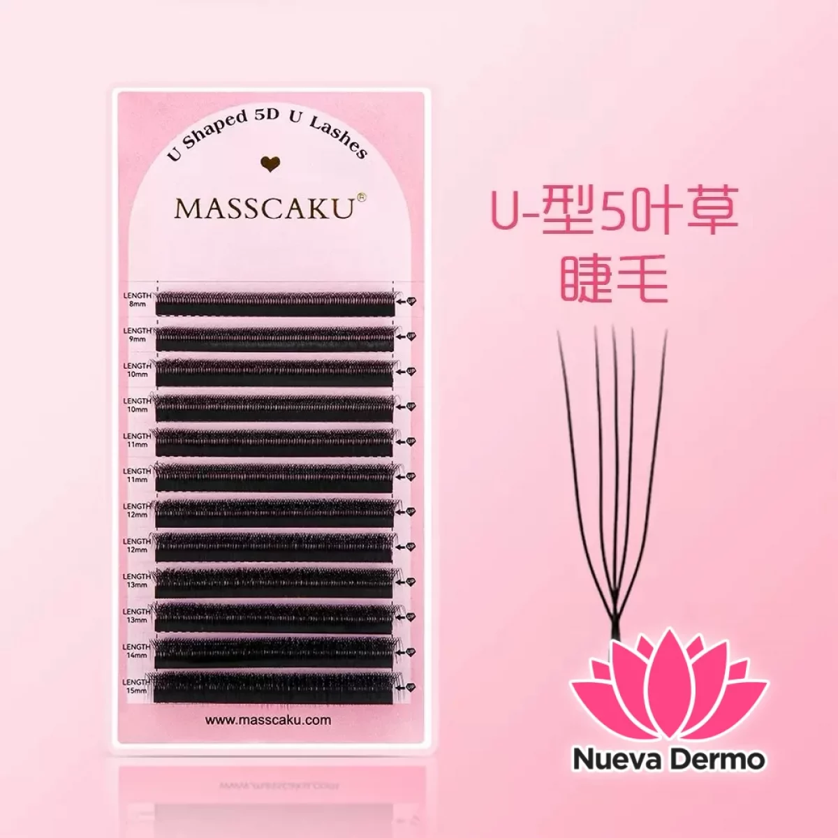 Pestañas Tecnologicas Masscaku 5D u MIX(8-15MM) 0.07D Efecto Aura #Jun-MSC12