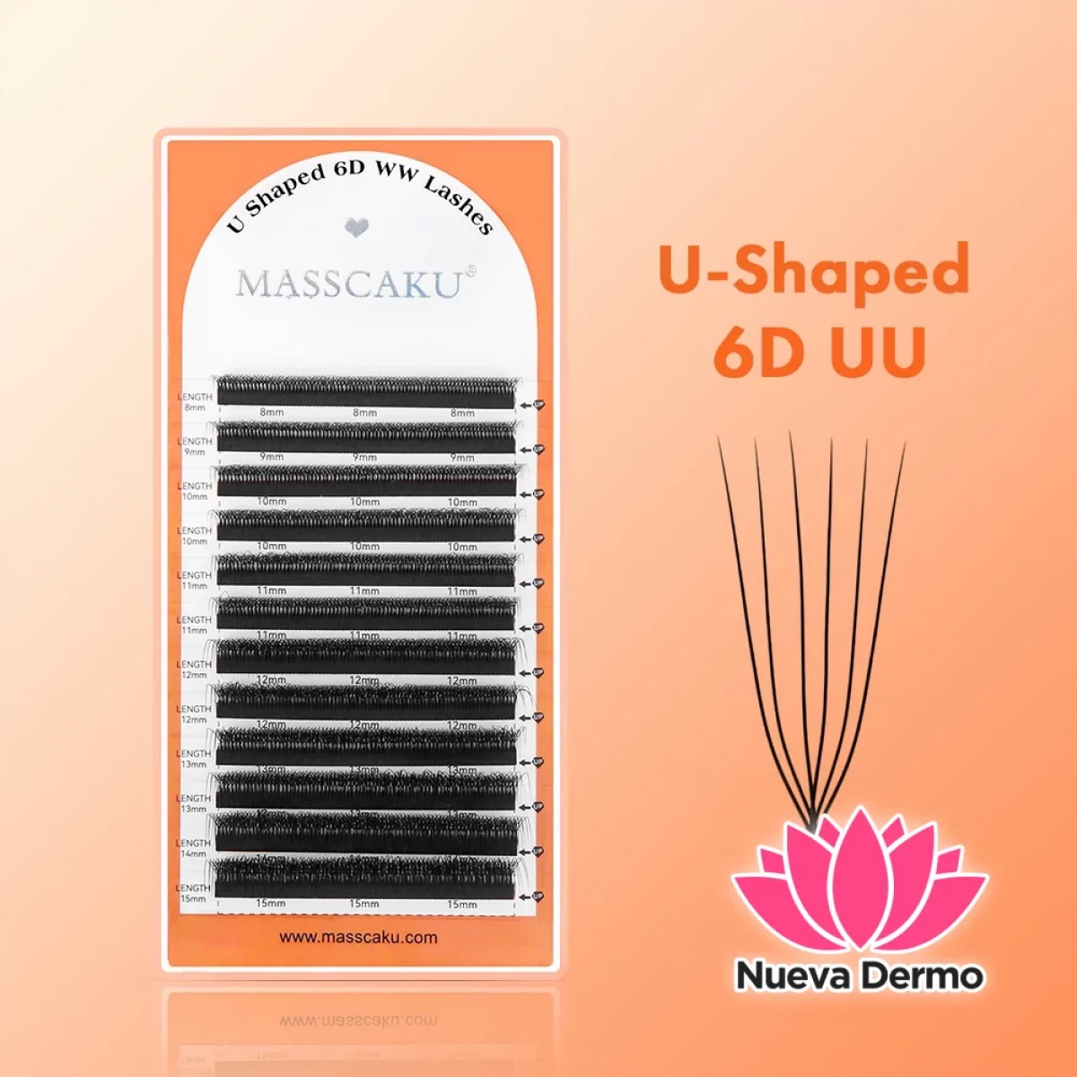 Pestañas Tecnologicas Masscaku 6D Uu MIX(8-15MM) 0.07D Efecto Aura #Jun-MSC13