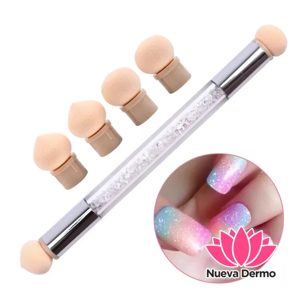PINCEL CON ESPONJAS NAIL ART DEGRADE + 4 REPUESTOS