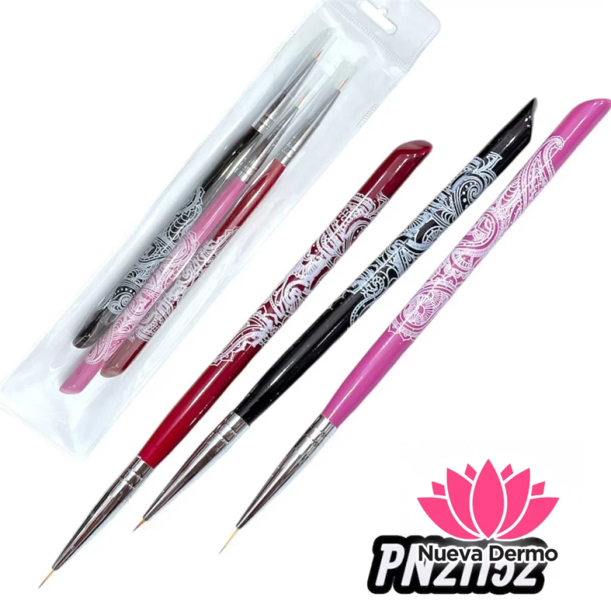 PINCEL LINER X3 PUNTA FINA DECORACION UÑAS CD： PN21152