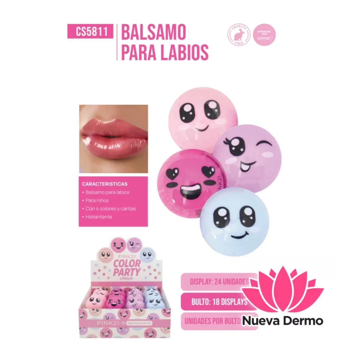 Pink21 balsamo para labios COLOR PARTY C...