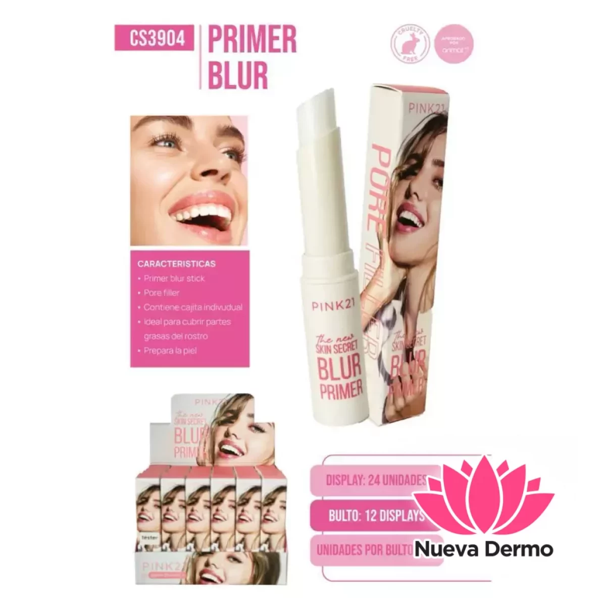 Pink21 blur primer para maquillaje en ba...
