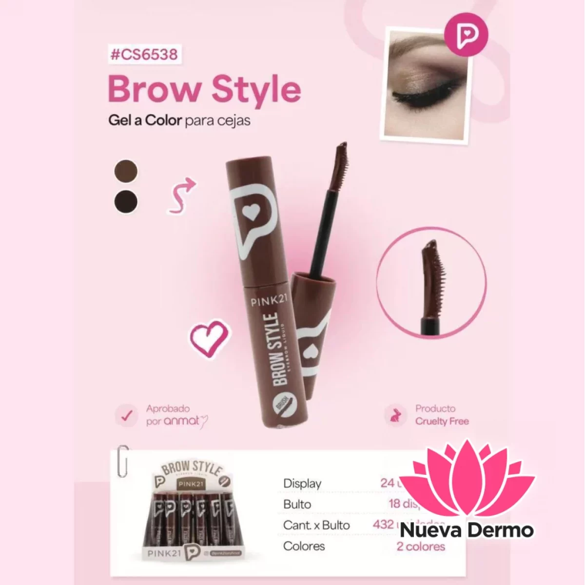 Pink21 gel a color para cejas MARRON CS6...