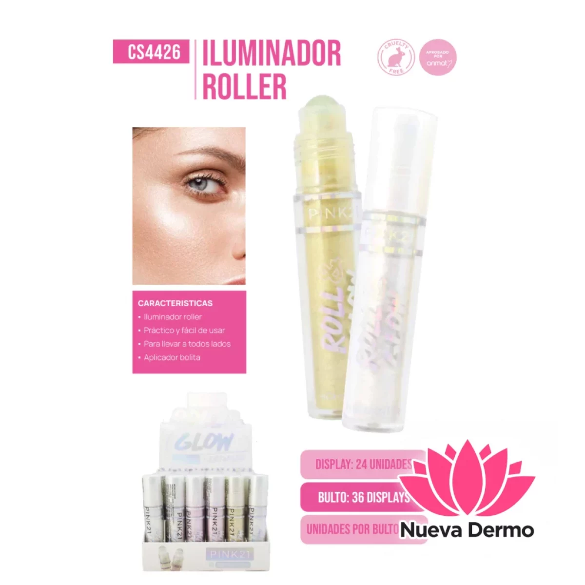 Pink21 iluminador roller ROLL GLOW CS442...