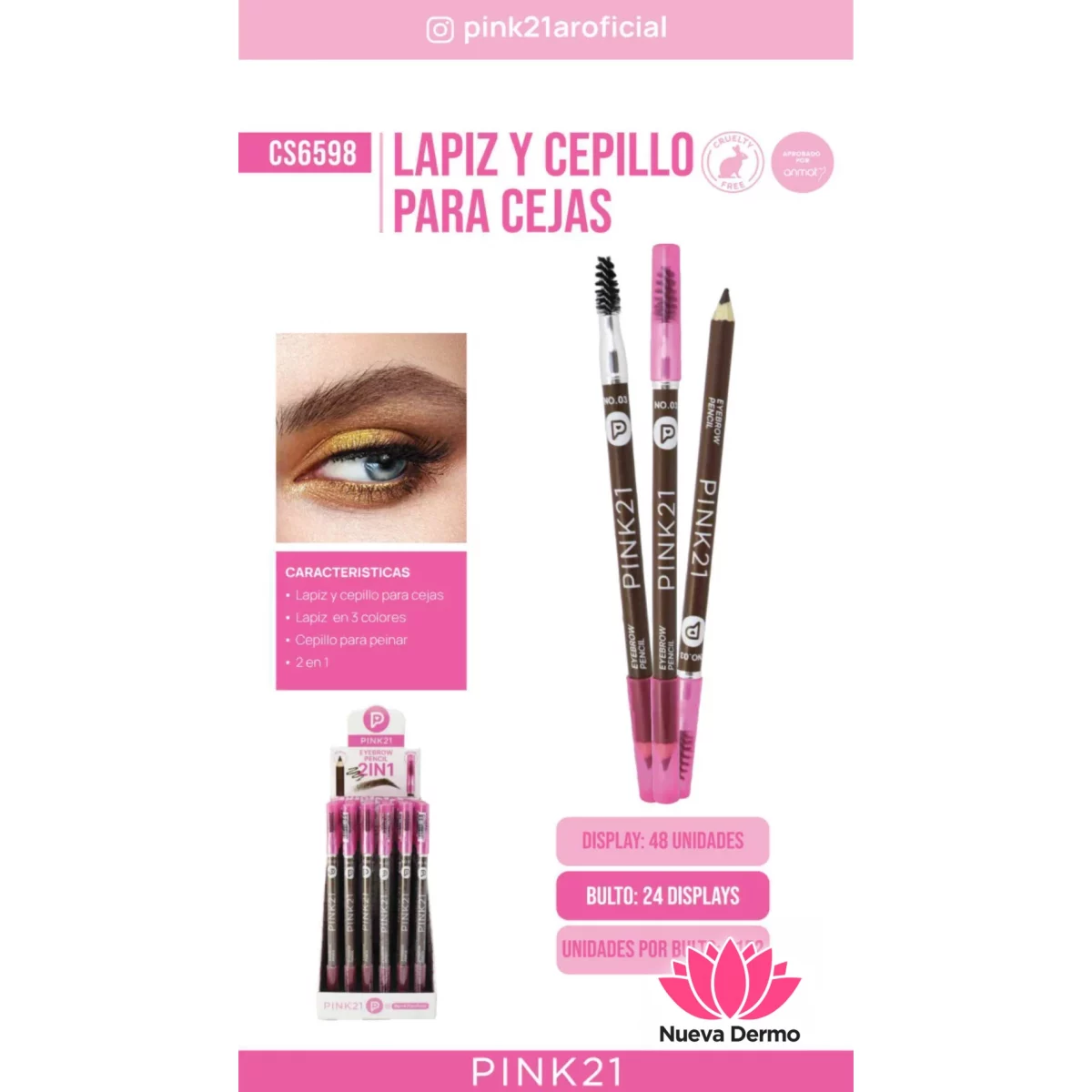 PINK21 LAPIZ Y CEPILLO PARA CEJAS CS6598