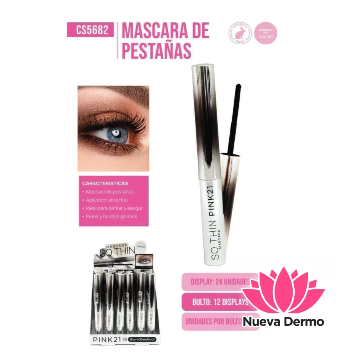Pink21 mascara de pestañas SO THIN CS568... POR UNIDAD（1U）
