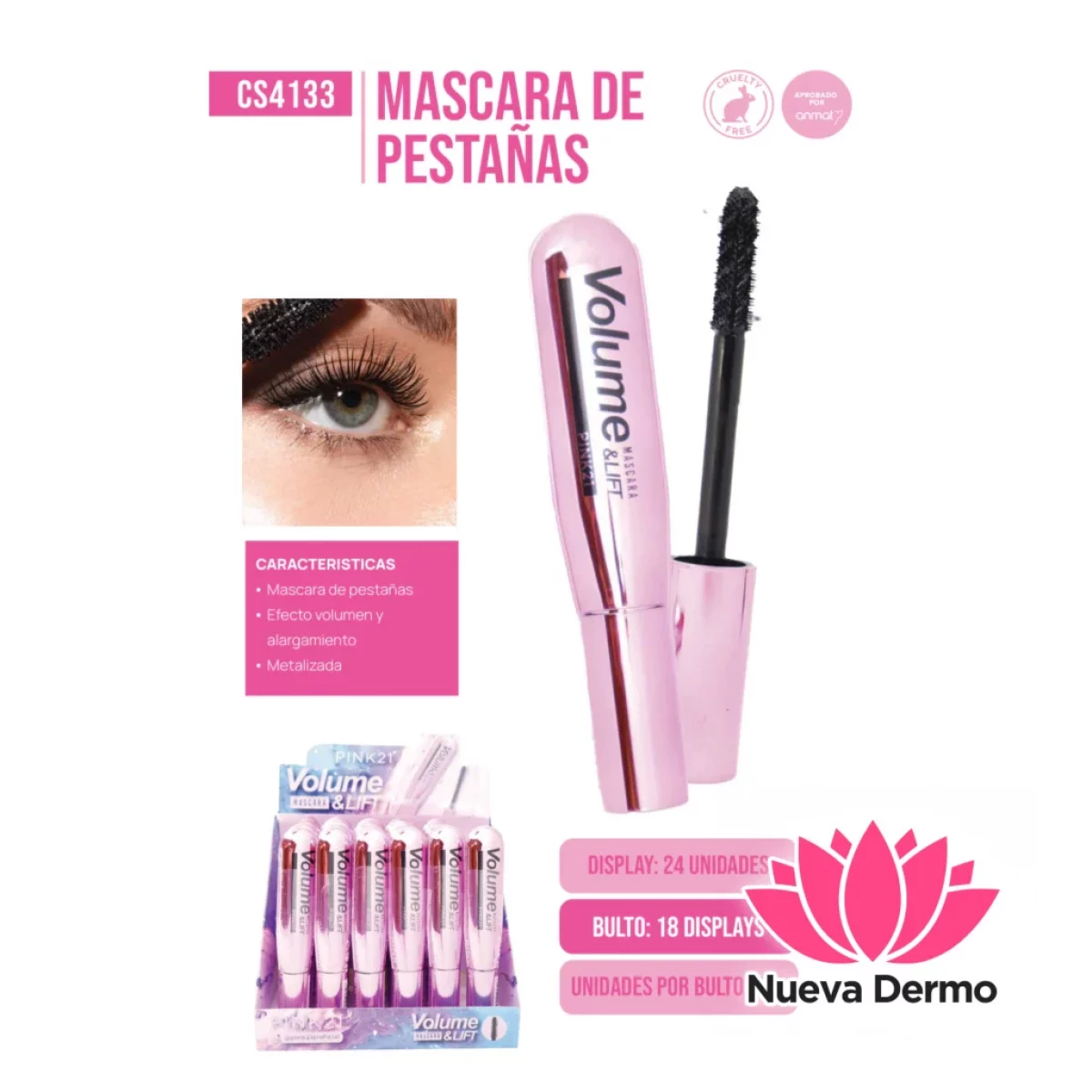 Pink21 mascara para pestañas Volume viol... POR UNIDAD（1U）