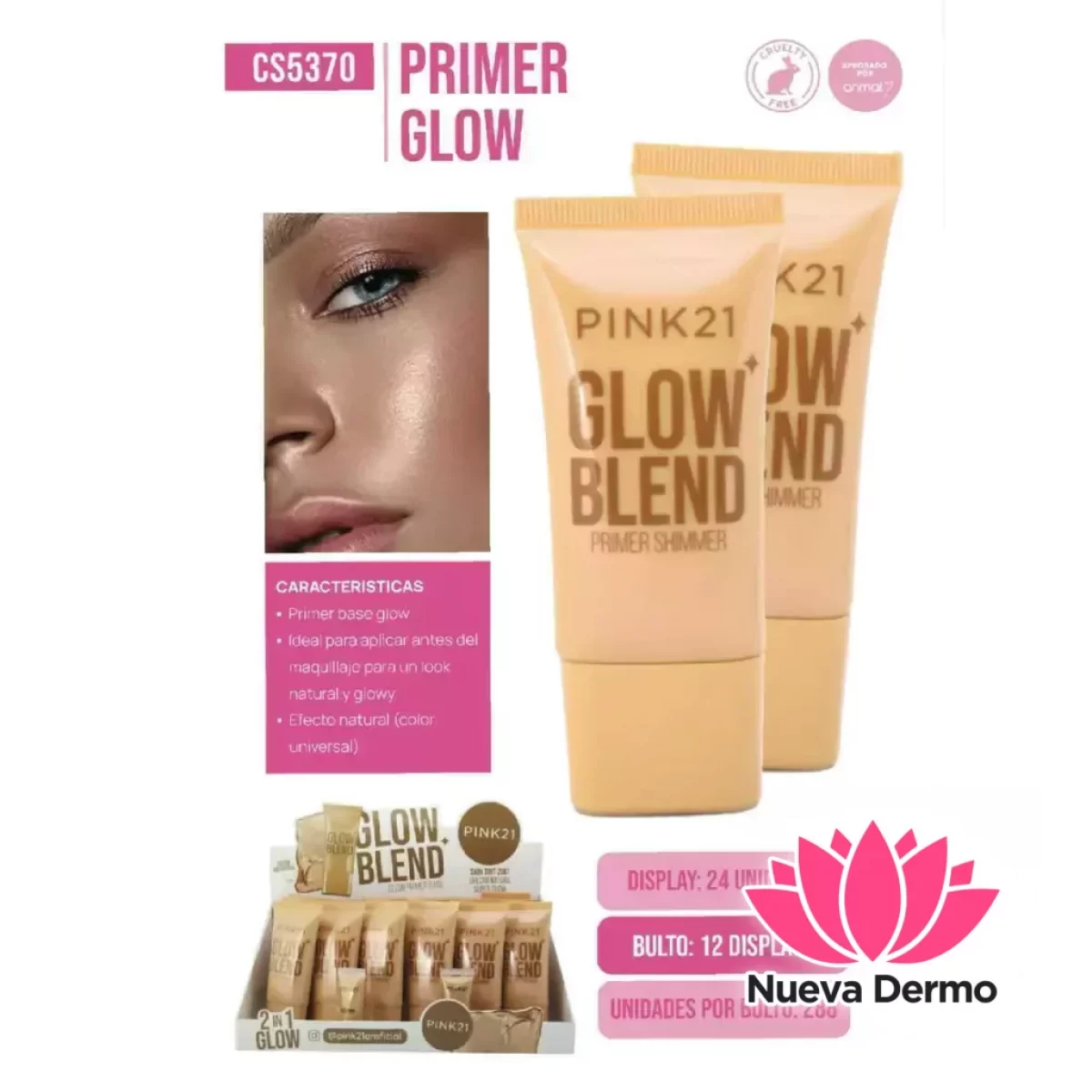 Pink21 primer para maquillaje glow blend...