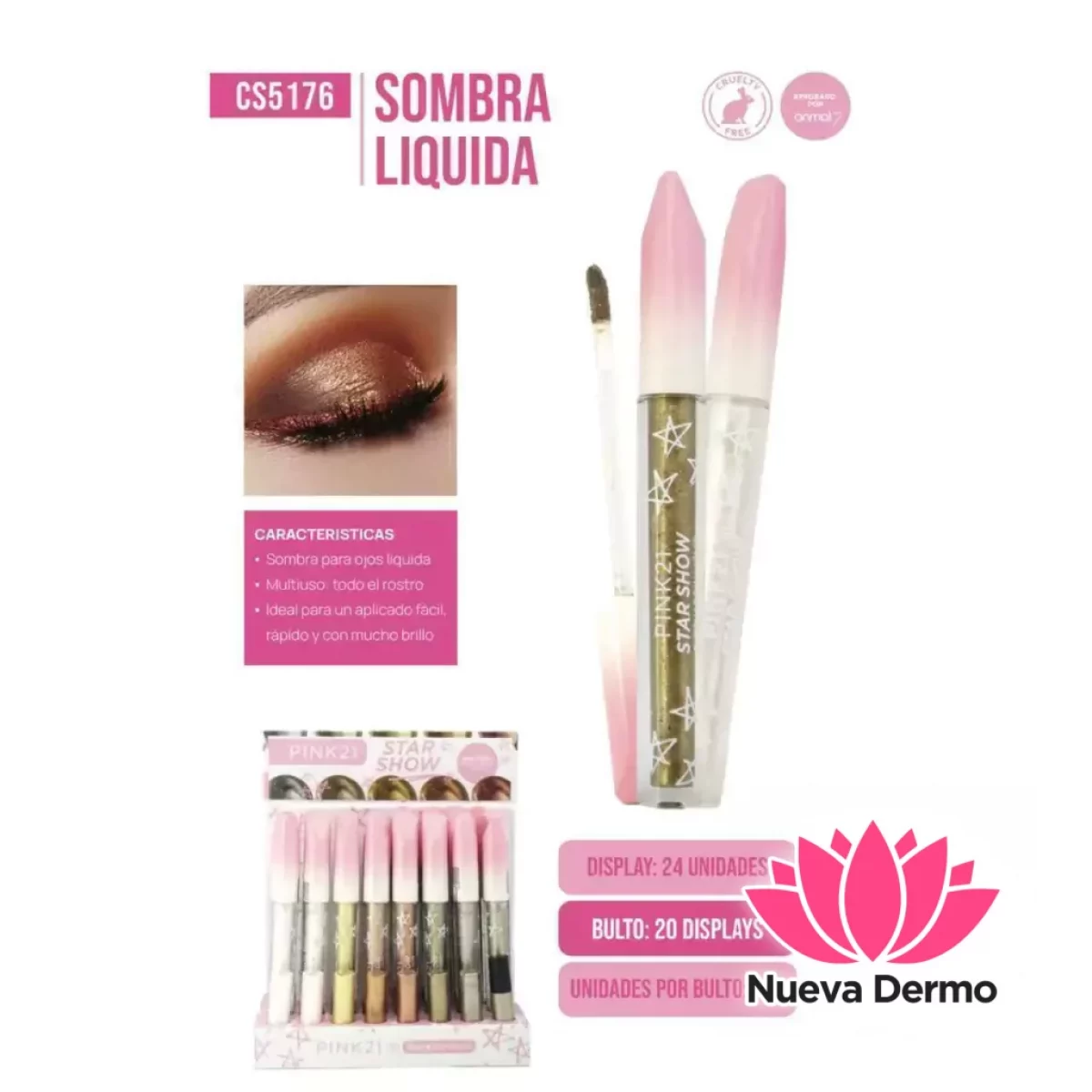 Pink21 sombra liquida star show tapa ros...