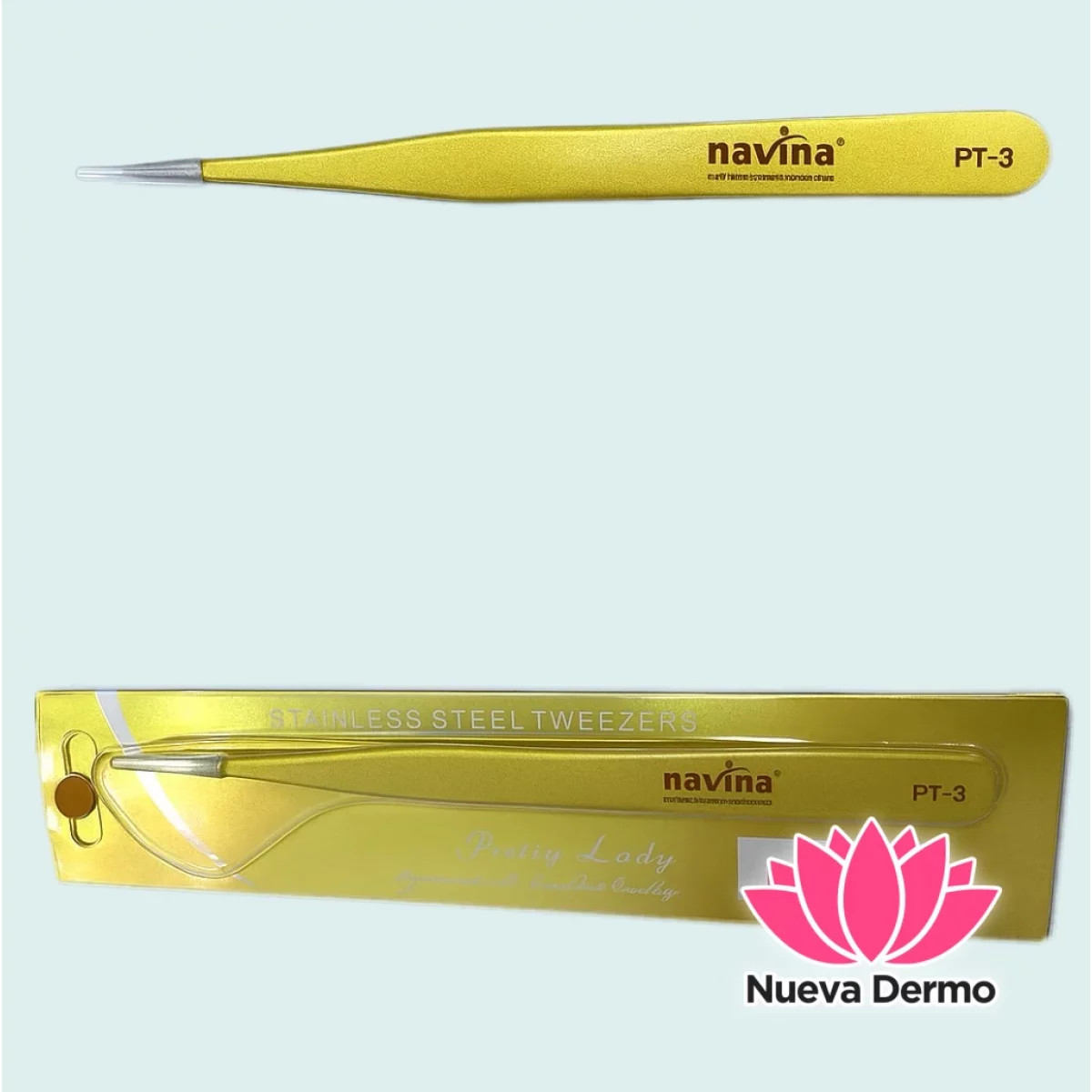 Pinza de Pestaña Recta Navina Dorado