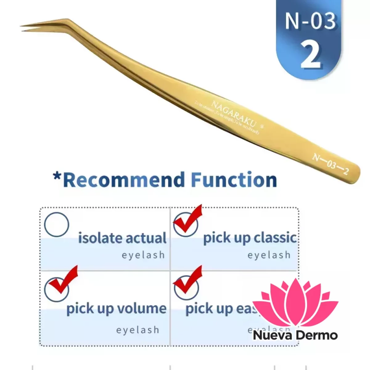 Pinza de Pestañas Nagaraku Modelo N-03-2