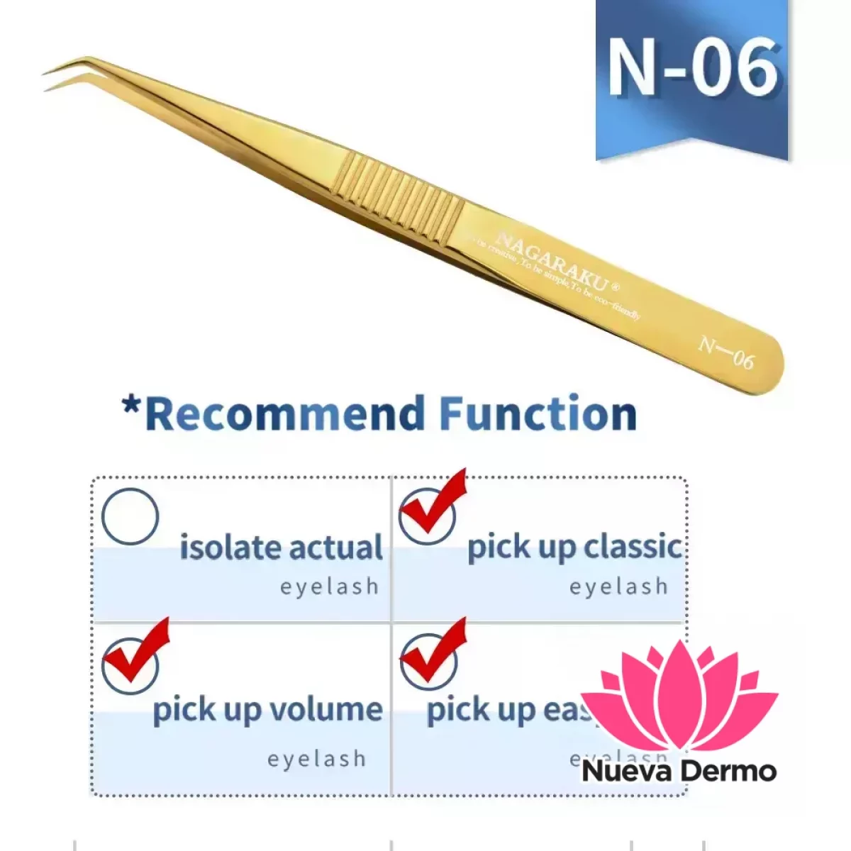 Pinza de Pestañas Nagaraku Modelo N-06