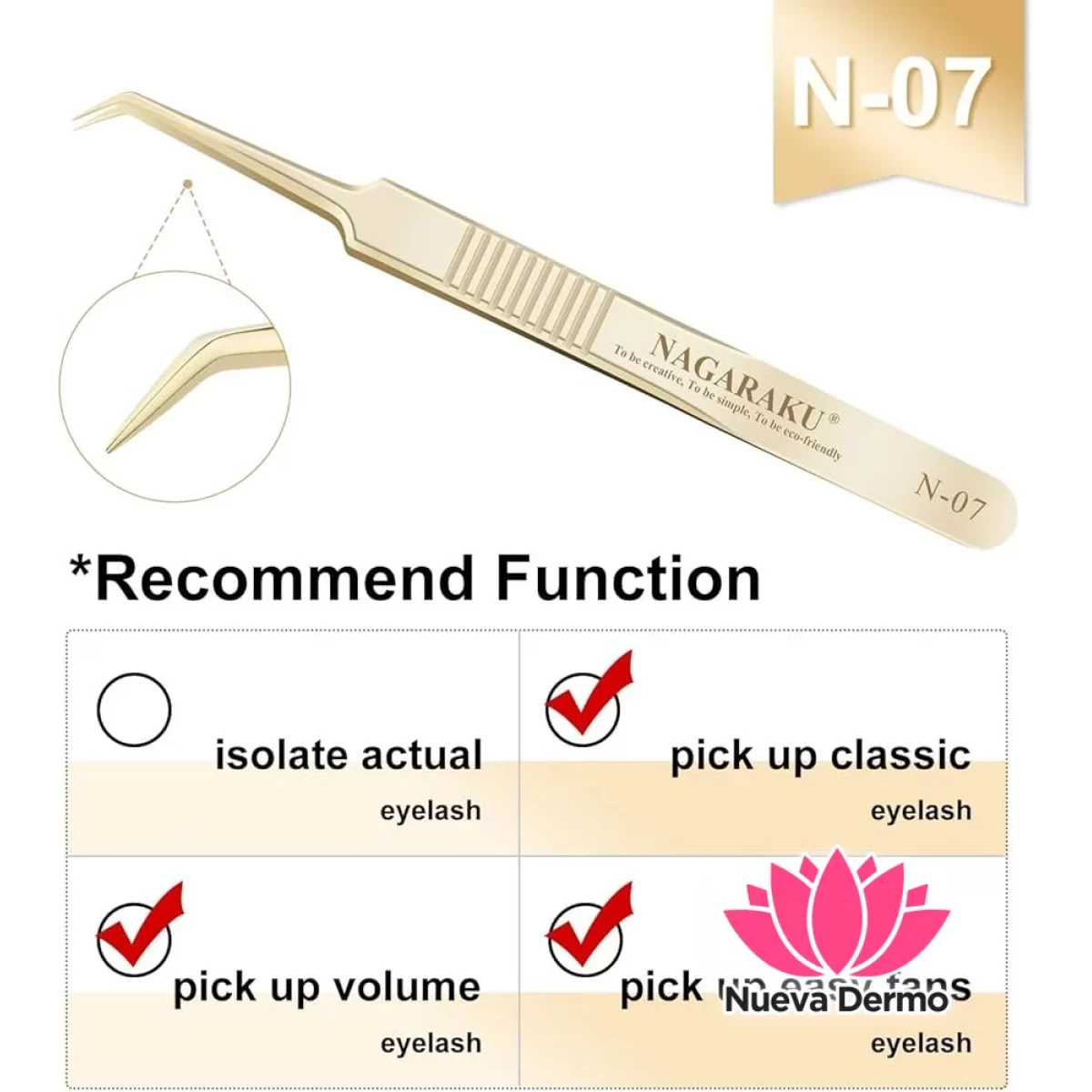 Pinza Nagaraku Curva N-07 Dorada Original
