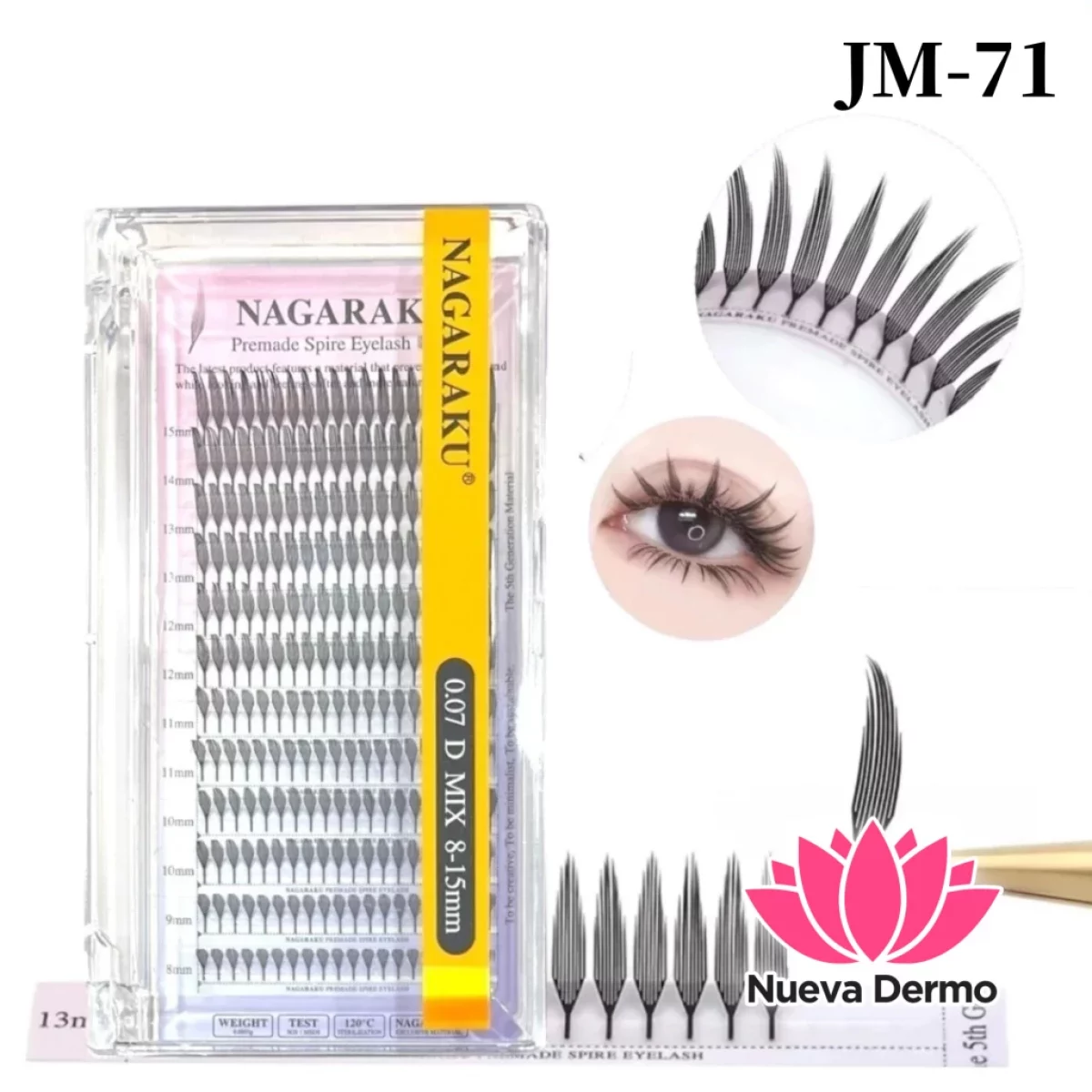 Premade Spire Eyelash Air Series 0.07 D MIX 8-15MM Extensiones de Pestaña Nagaraku Cd: SZ008