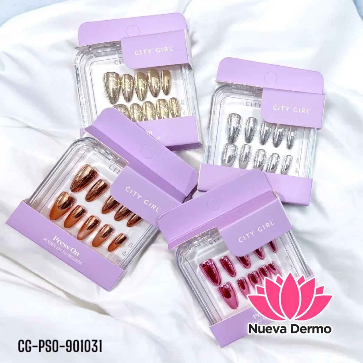 PRESS ON ALMENDRA CON EFECTO ESPEJO CITY GIRL C/U CD: CG-PSO-901031