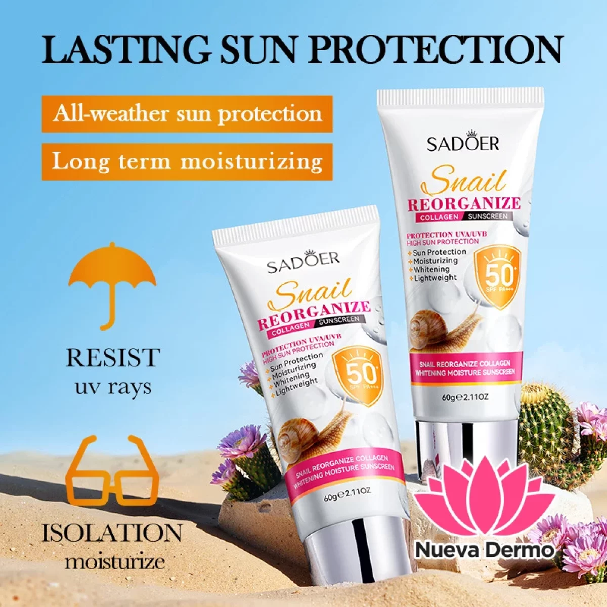 Protector Solar Caracol con Colageno SPF50+Pa+++ 60G 79725