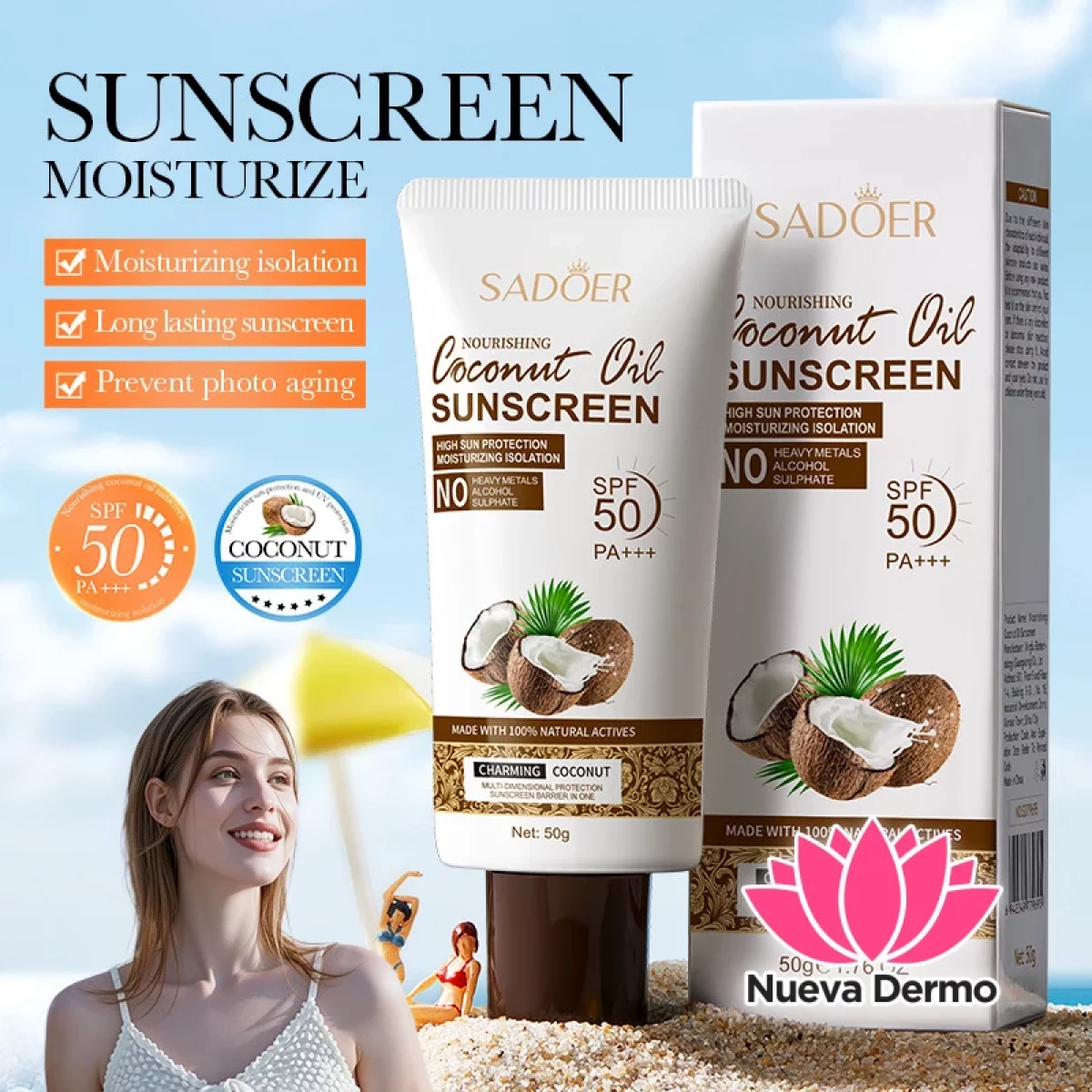 Protector Solar con Aceite de Coco SPF50+ Pa+++