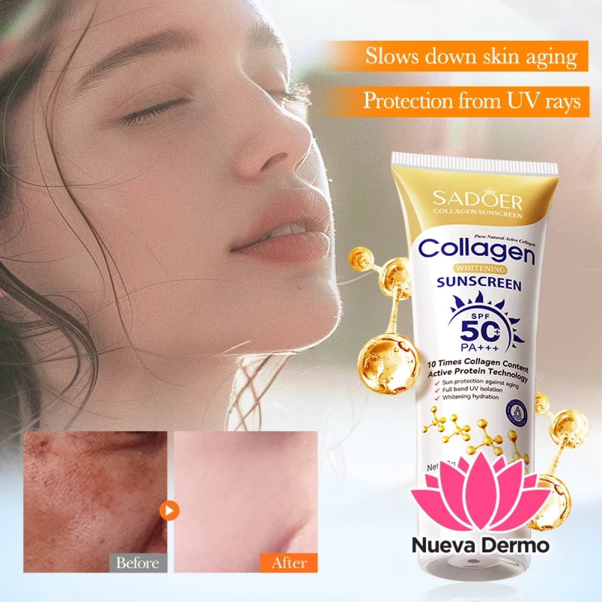 Protector Solar con Colageno SPF50+ Pa+++