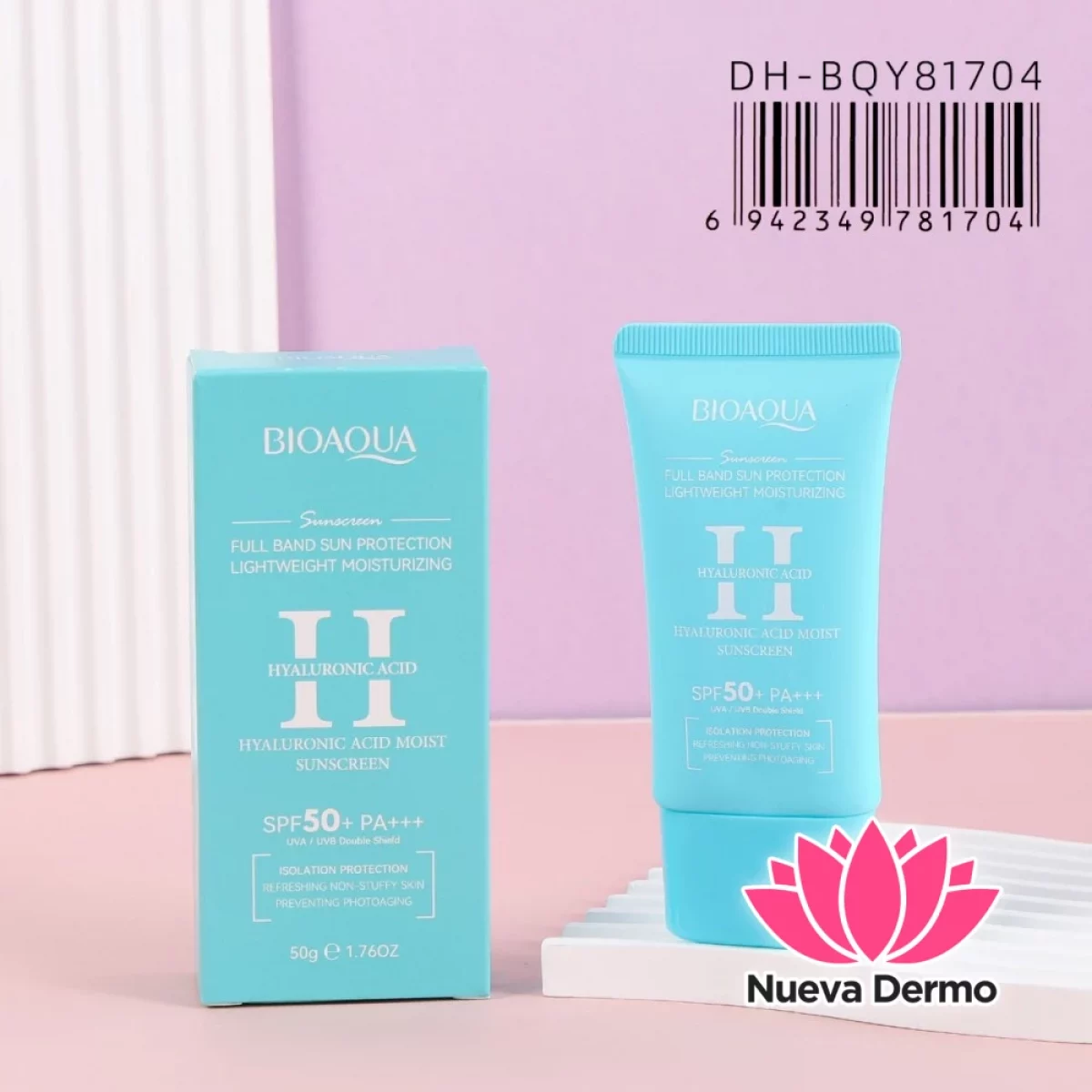 Protector Solar Facial con Ácido Hialurónico Hyaluronic Acid Moist SPF50+ Dh-BQY81704/781704 Bioaqua