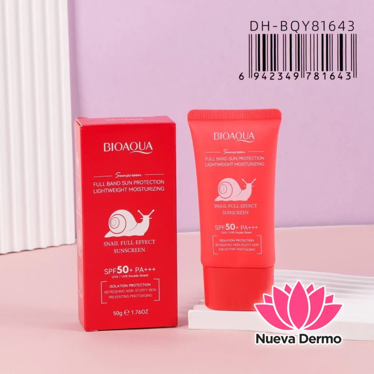 Protector Solar Facial de Baba de Caracol Snail Full-Effect Sunscreen SPF50+ Dh-BQY81643/781643 Bioaqua