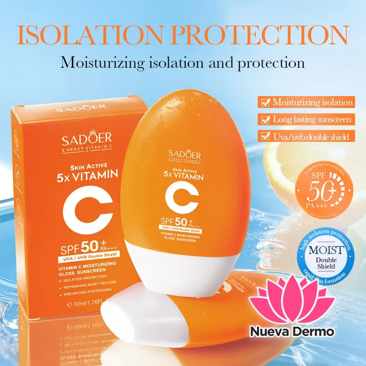 Protector Solar Hidratante y Luminoso con Vitamina C SPF50+ Pa+++