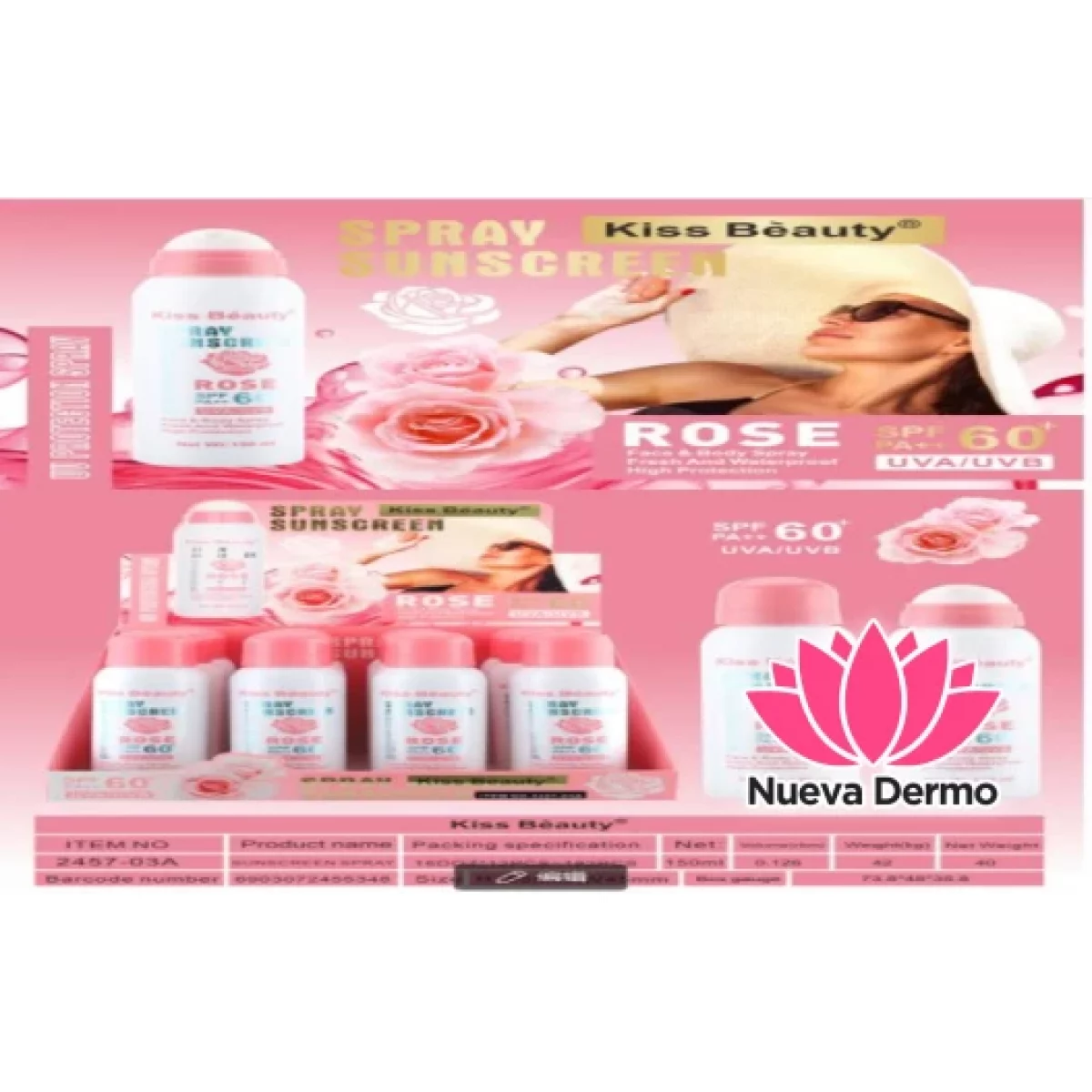 PROTECTOR SOLAR ROSE SPRAY 60SPF KISS BEAUTY KA2457