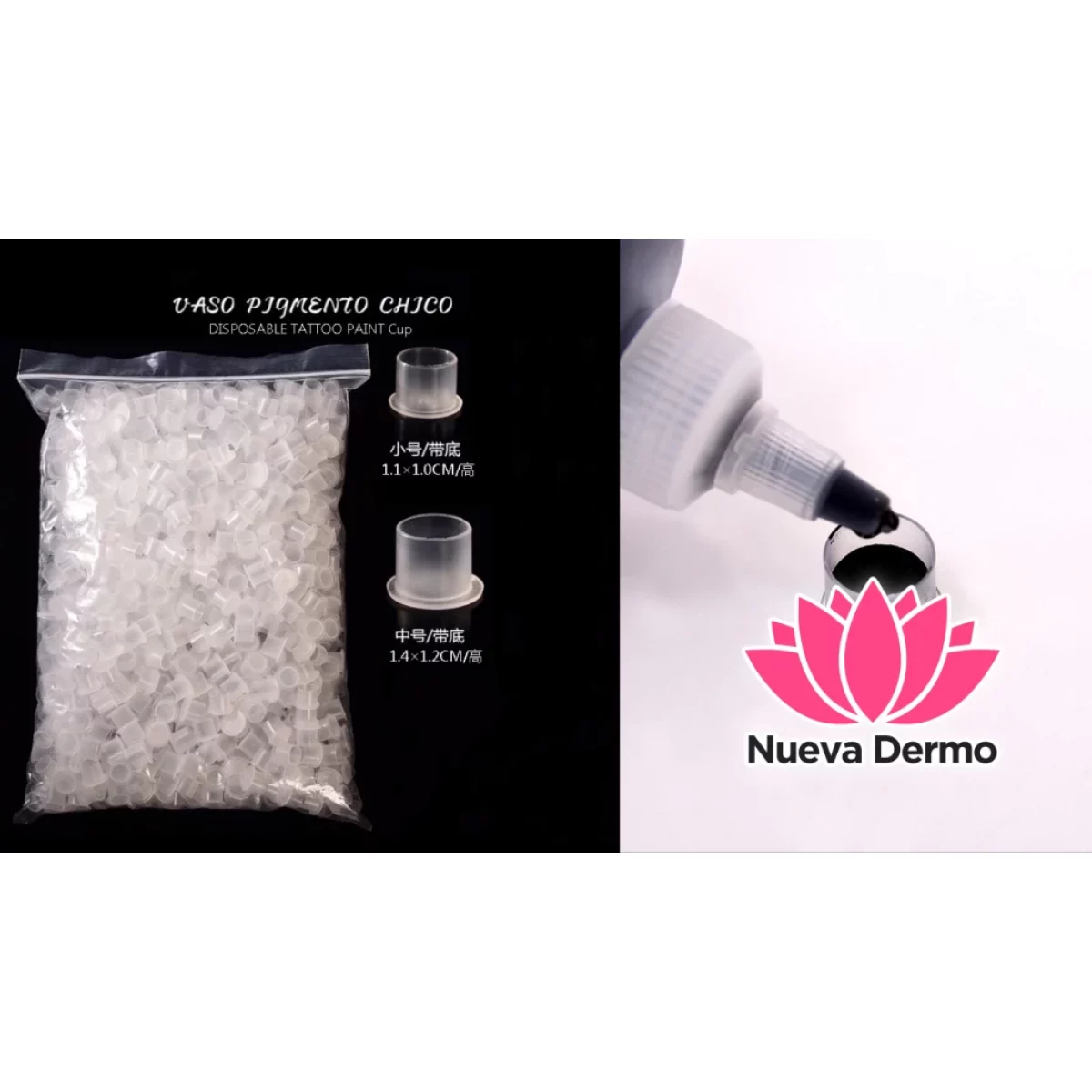 RECIPIENTE PARA TINTA DE TATTOO PAINT CUP UASO PIGMENTO CHICO PACK X1000UNI