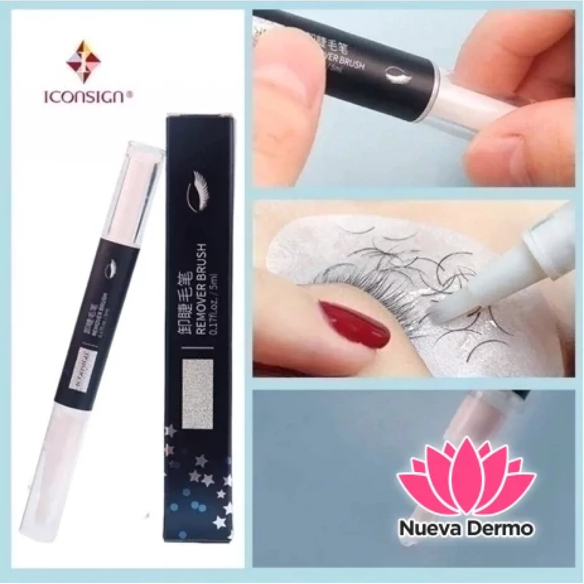 Removedor Iconsing con Pincel para Extensiones de Pestañas